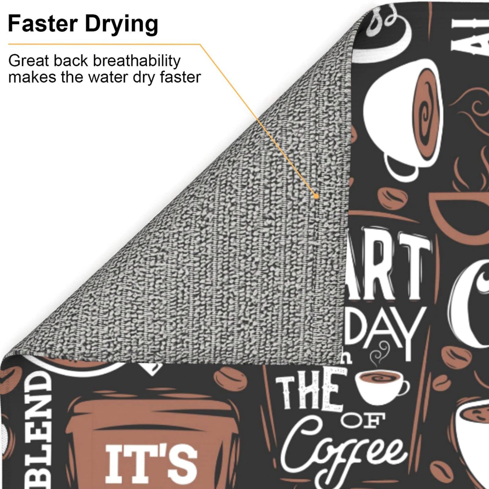 Premium Dark Brown Dish Drying Mat & Coffee Cup Pad - 16