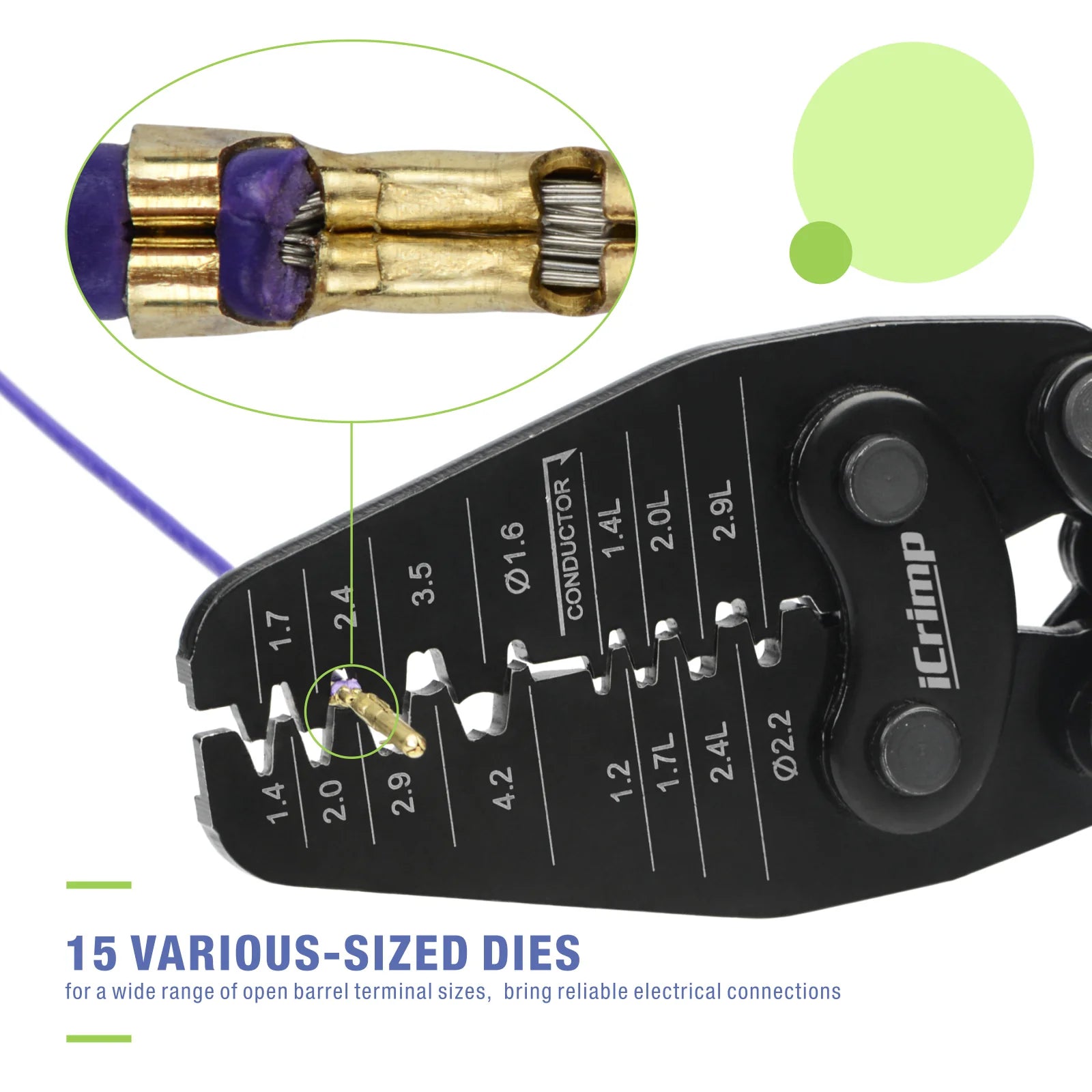 IWS 1442L Micro Connector Crimper Tool for AWG30-14 Open Barrel Terminals - Compatible with Molex & TE AMP - Ideal for Electronics, Automotive, and DIY Wiring Projects
