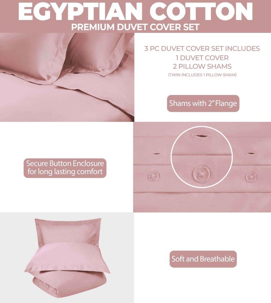 Premium 100% Egyptian Cotton Duvet Cover Set - 300 Thread Count, Breathable & Soft Bedding for All Seasons - Perfect for Master Bedroom, Guest Room & Luxury Hotels