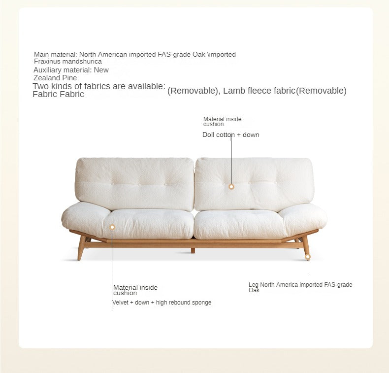 Premium Oak Solid Wood Velvet Upholstered Sofa - Modern Luxury Living Room Furniture for Home & Office Comfort