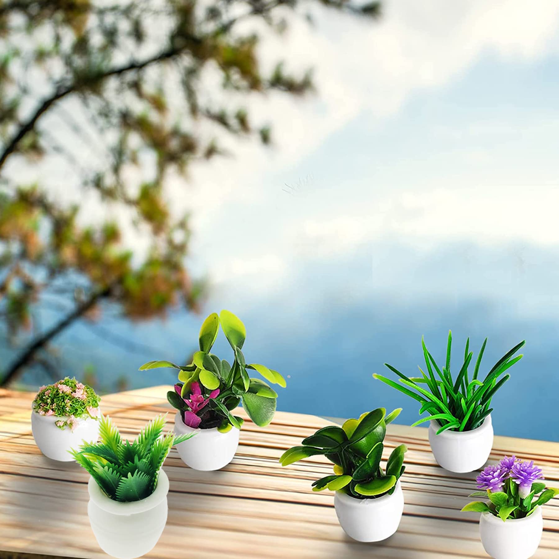 20 PCS Miniature Potted Plants Set - Artificial Succulents & Flowerpots for Dollhouse Garden Decor, DIY Mini Fairy Garden, Terrarium, and Home Decoration