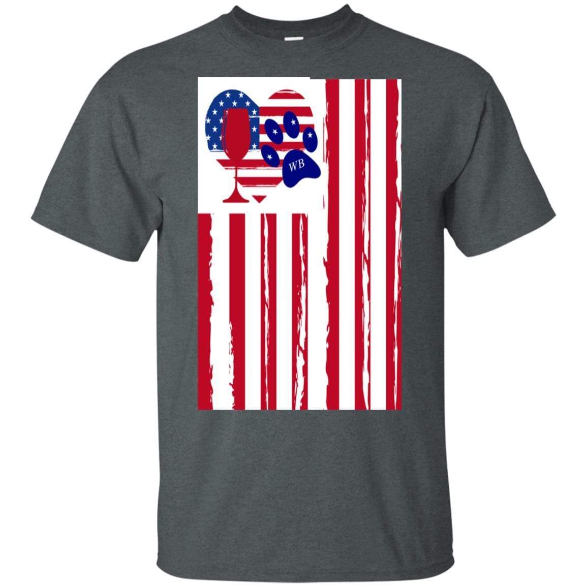 American Flag Wine Paw Heart Ultra Soft Cotton T-Shirt | Patriotic & Fun Graphic Tee for Women | Perfect for Casual Wear, Parties & Wine Lovers