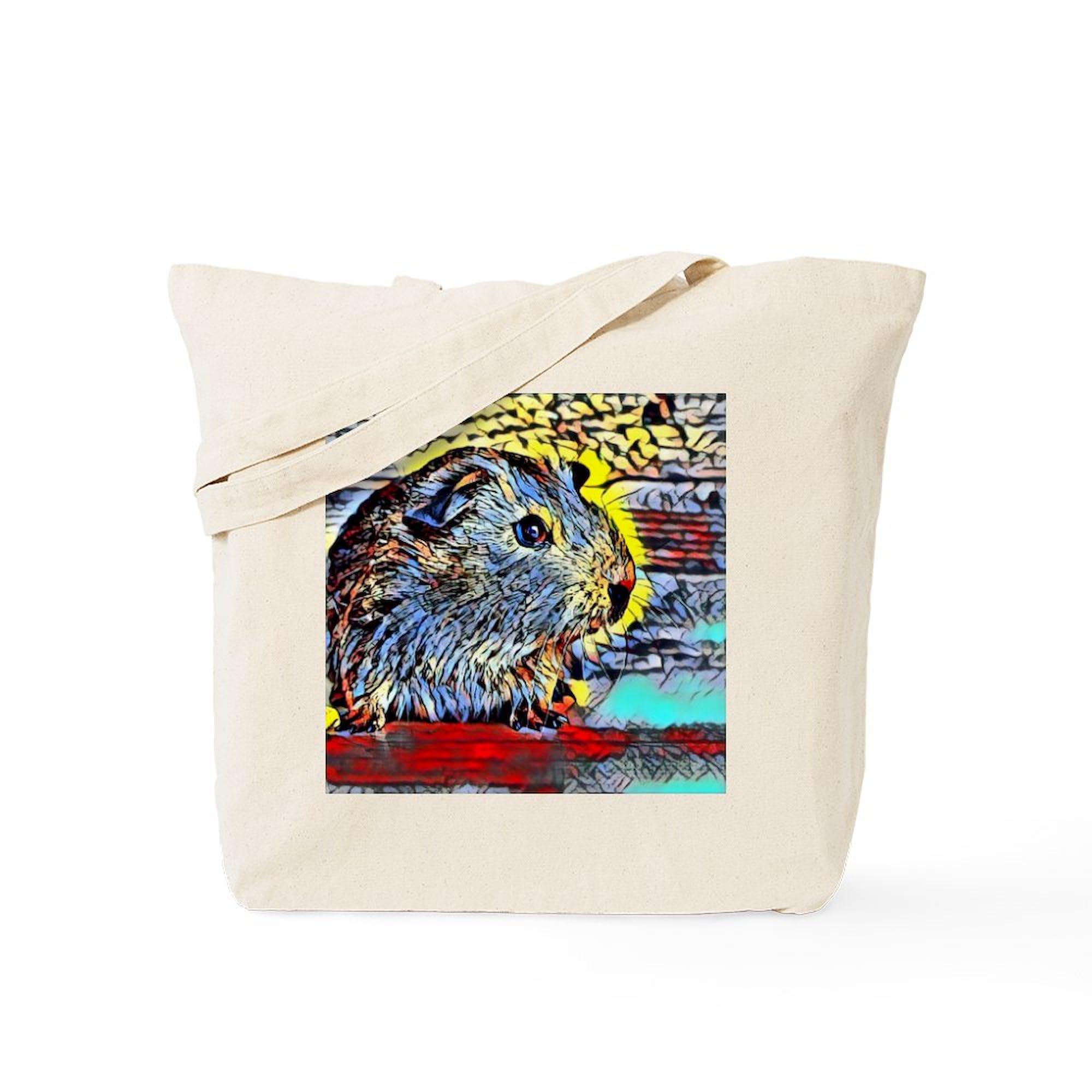 Colorful Guinea Pig Tote Bag - Natural Canvas Reusable Shopping Bag for Groceries, Beach & Everyday Use | Eco-Friendly Cotton Tote with Cute Animal Design