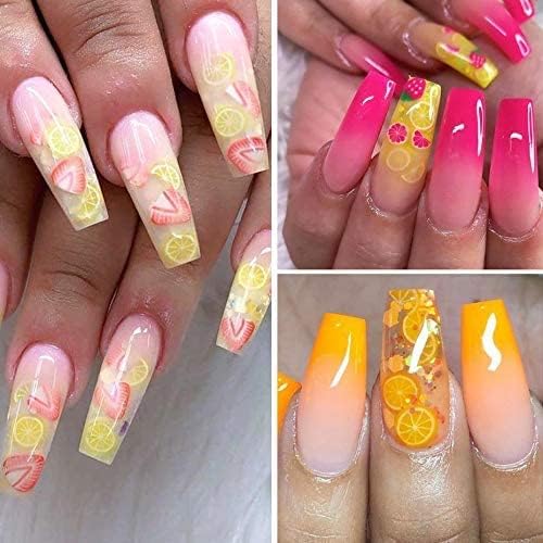 3D Fimo Fruit Nail Art Slices - DIY Craft Supplies for Nail Decoration & Phone Cases (Apple, Kiwi, Banana, Lemon, Strawberry, Watermelon) - Perfect for Girls' Nail Art, Slime Making & Cellphone Accessory Customization