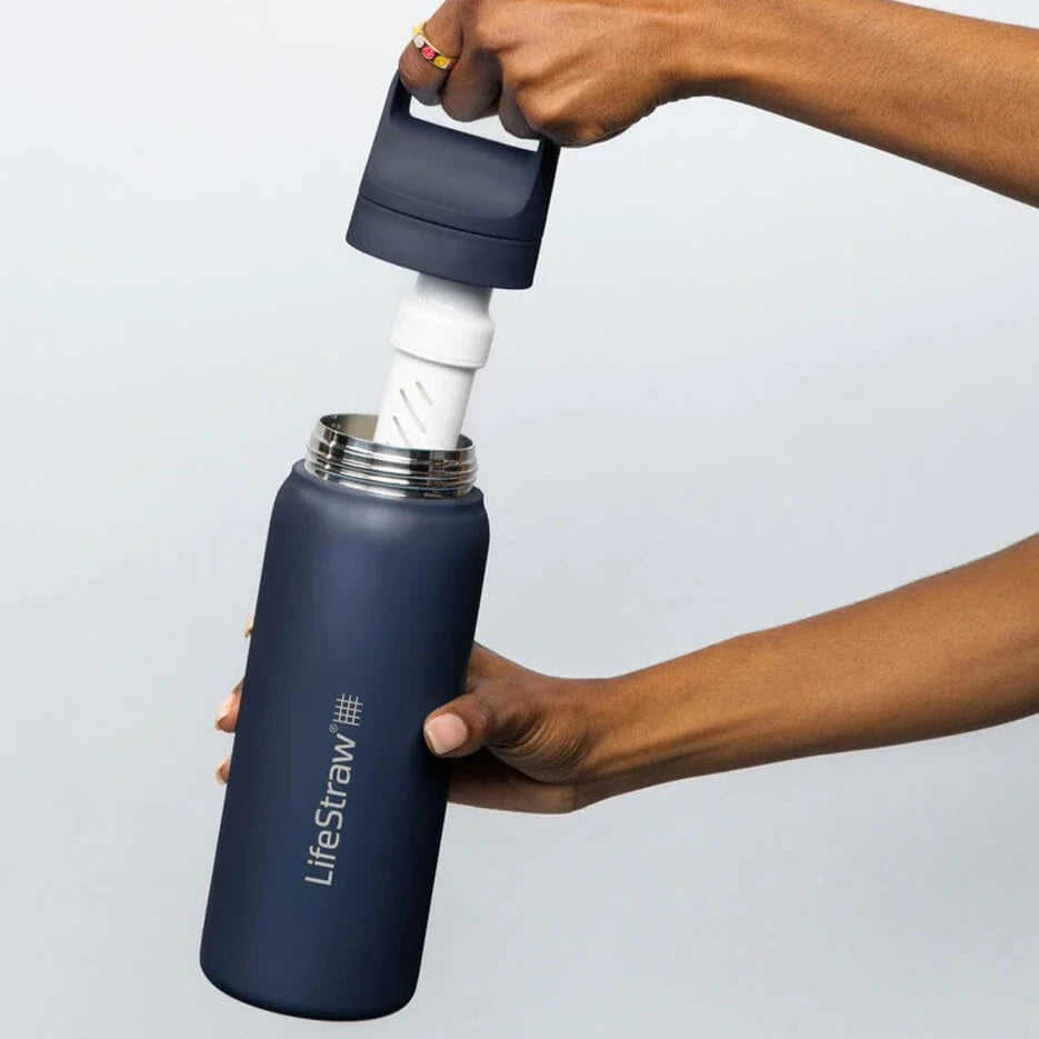 LifeStraw Go 2.0 Stainless Steel Water Filter Bottle - 700ml BPA-Free Portable Water Purifier for Hiking, Camping & Travel - Removes 99.9% of Bacteria & Parasites