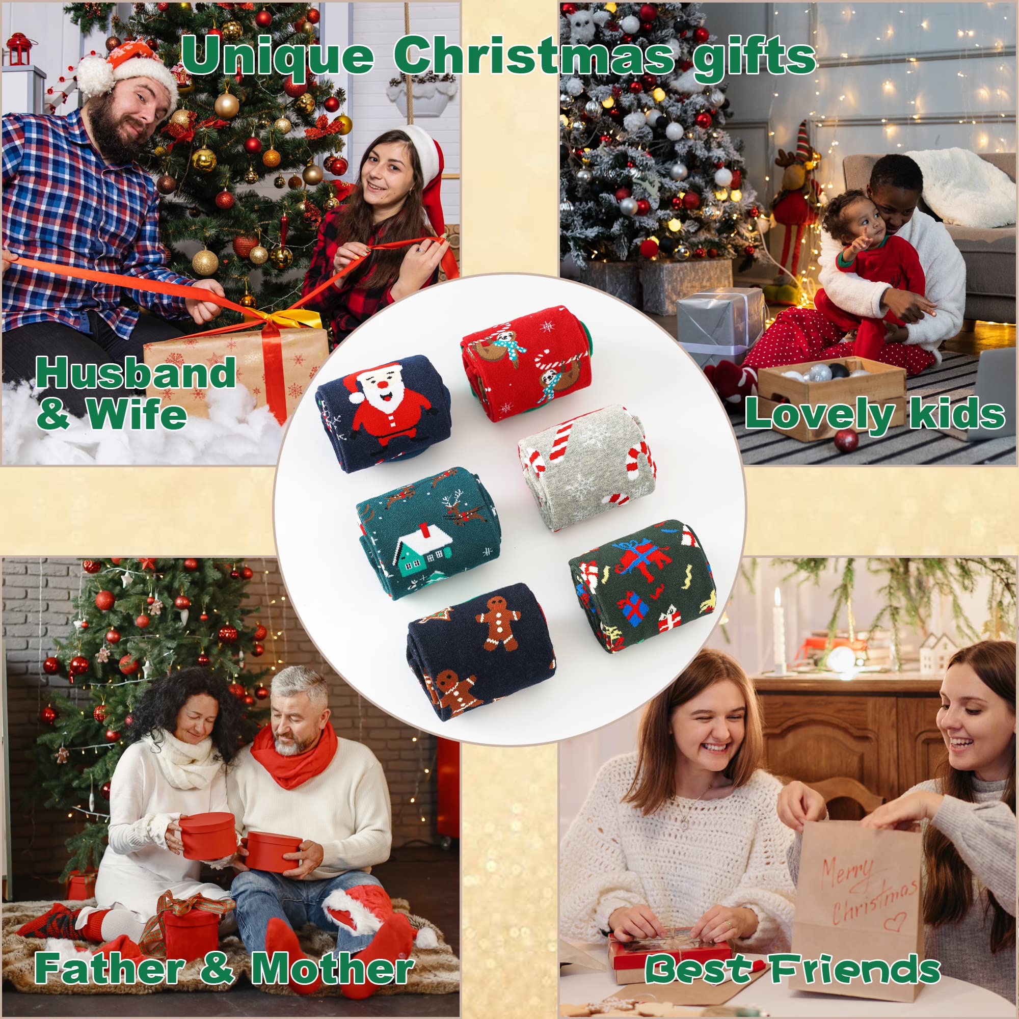 BONANGEL 6 Pairs Christmas Socks for Men - Cozy Holiday Socks with Festive Designs, Perfect Christmas Gifts for Dad, Husband, Boyfriend - Great for Stocking Stuffers, Office Parties & Family Gatherings