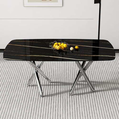 Black Marble+silver Legs
