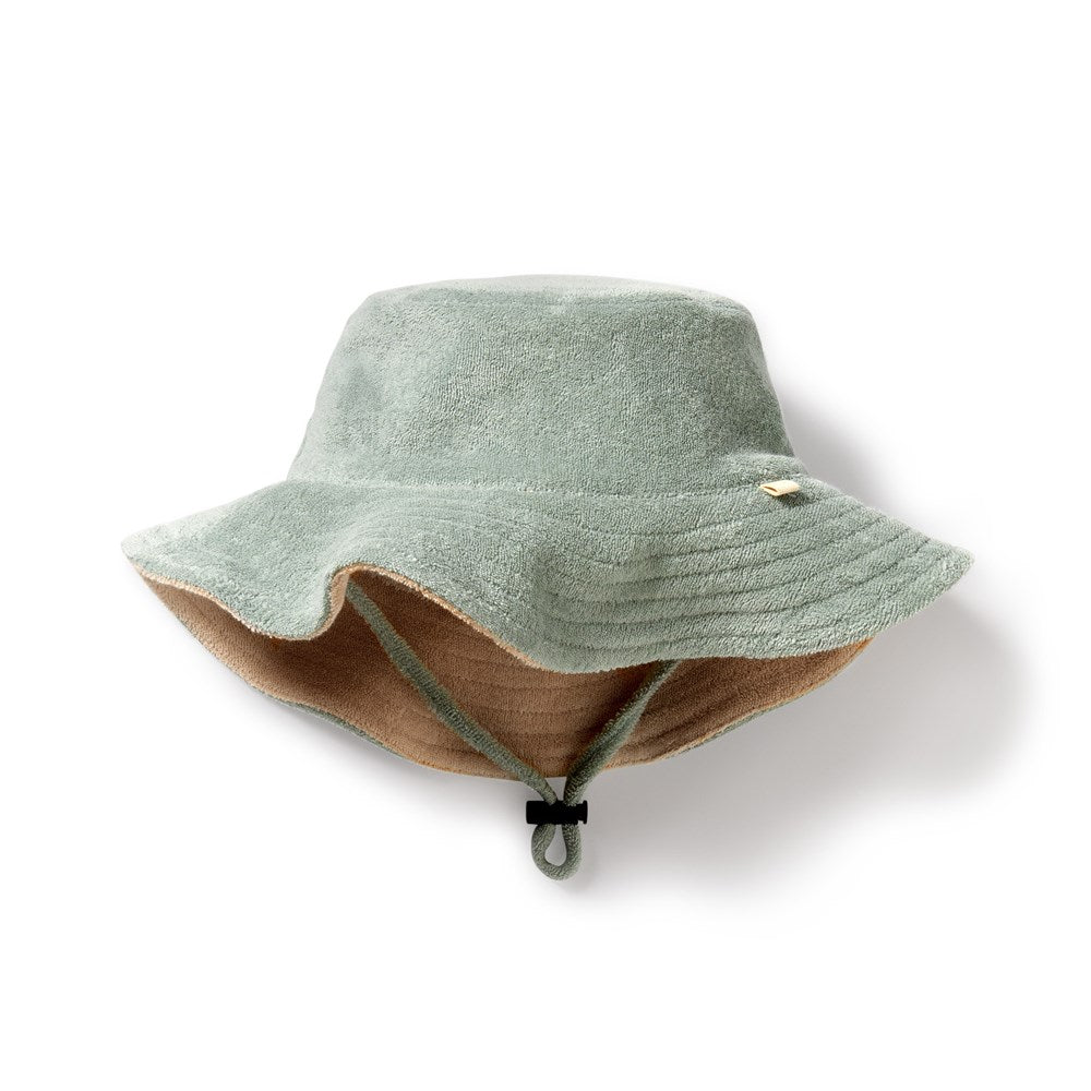 Organic Pistachio Terry Cloth Sun Hat for Women - UV Protection Wide Brim Beach Hat for Outdoor, Gardening & Summer Vacations