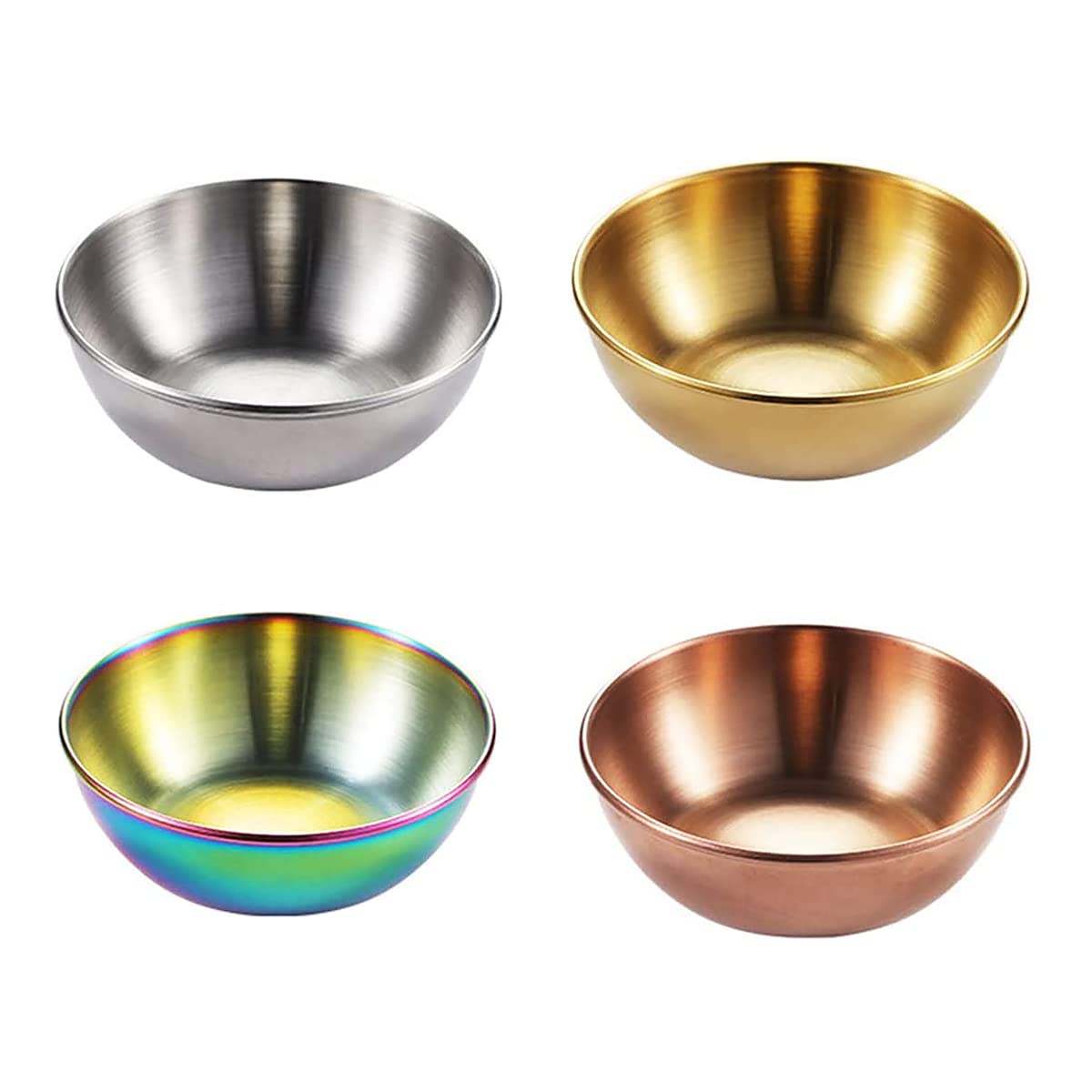 Premium Stainless Steel Mini Sauce Bowls - 4-Piece Set for Sushi, Dipping, Seasoning & Appetizers | Durable Round Saucers for Home & Restaurant Use | Perfect for Entertaining, Parties & Asian Cuisine