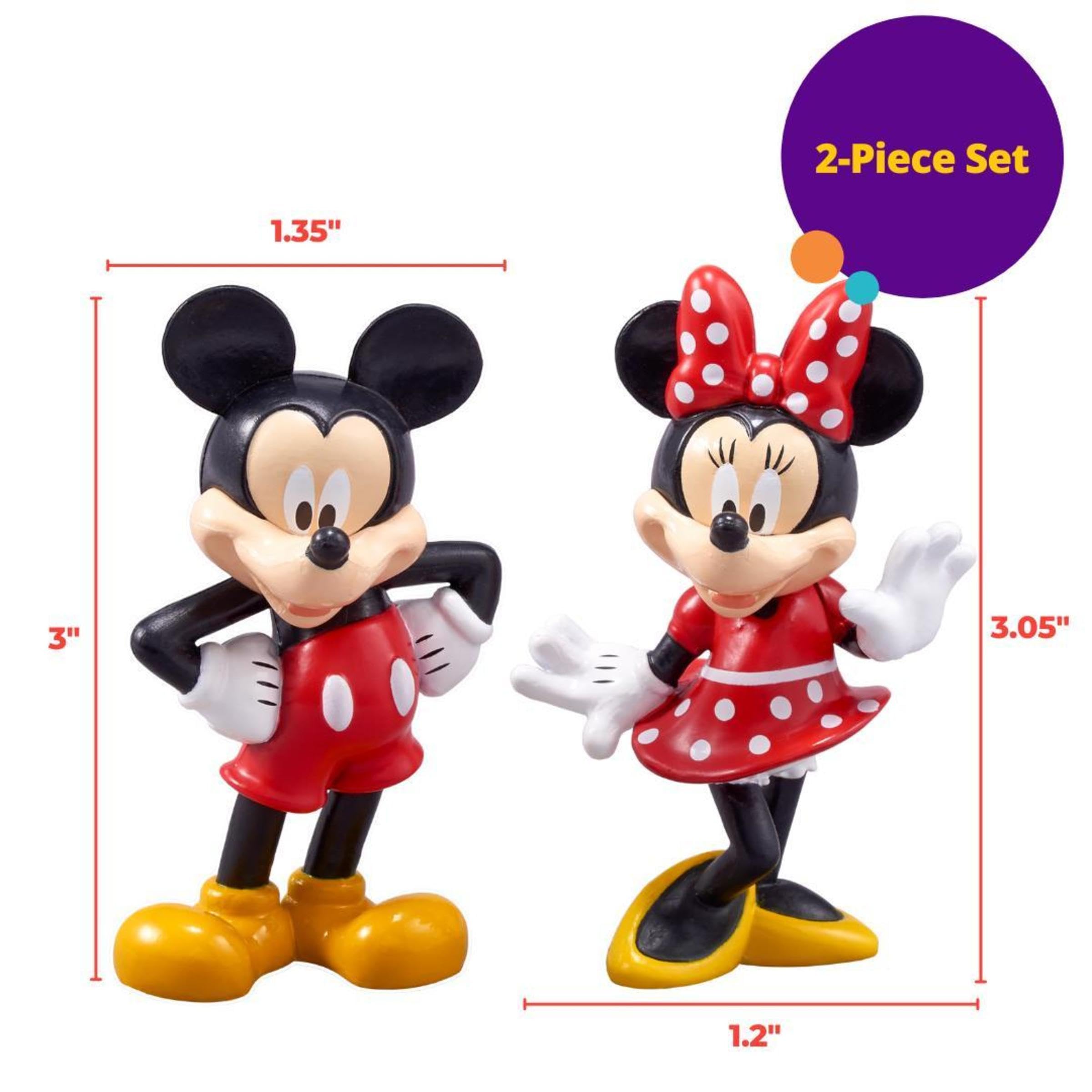 Disney Mickey Mouse & Minnie Mouse Cake Topper Set - 2-Piece Food-Safe Plastic Decorations for Birthday Cakes, Cupcakes & Desserts - Perfect for Disney Themed Parties & Celebrations