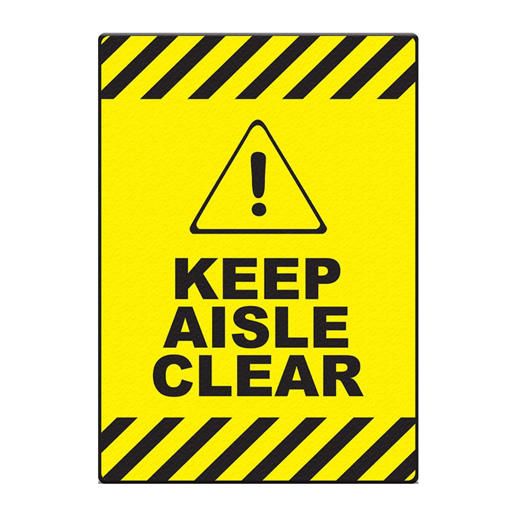 Yellow Anti-Slip Floor Decals - 36Inch Keep Aisle Clear Vertical Safety Signs for Warehouses, Factories & Retail Stores - Non-Slip Industrial Floor Stickers for Workplace Safety & Traffic Control
