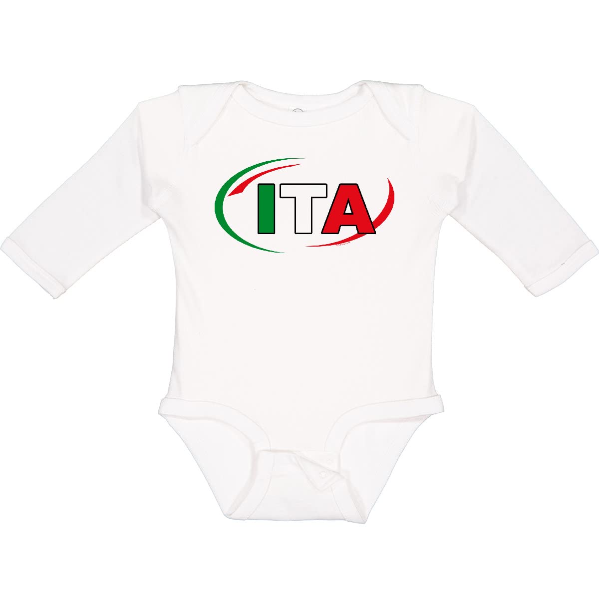 Inktastic Italy Flag Long Sleeve Baby Bodysuit - Soft Cotton Infant Romper for Boys & Girls - Perfect for National Holidays, Family Photos & Proud Italian Heritage Celebrations
