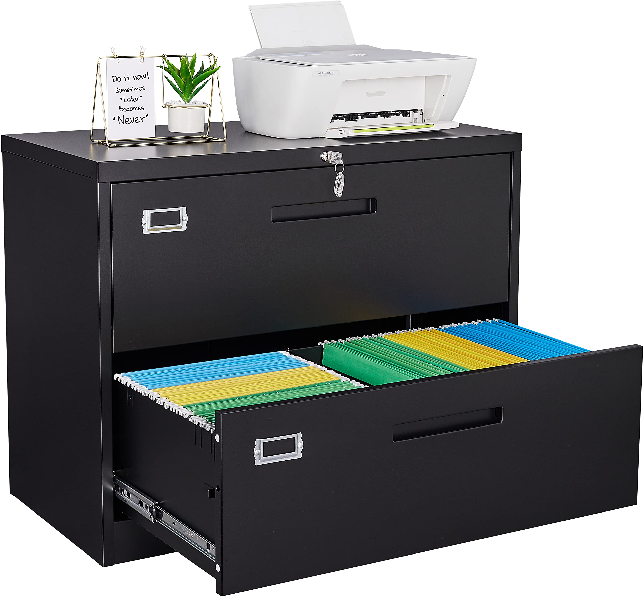 Fesbos 2-Drawer Lateral File Cabinet with Lock - Large Metal Lockable Storage Cabinet for Letter, Legal, F4 & A4 Hanging Files - Home Office Organization Solution (Assembly Required) - Perfect for Document Storage, Office Filing & Workspace Organization