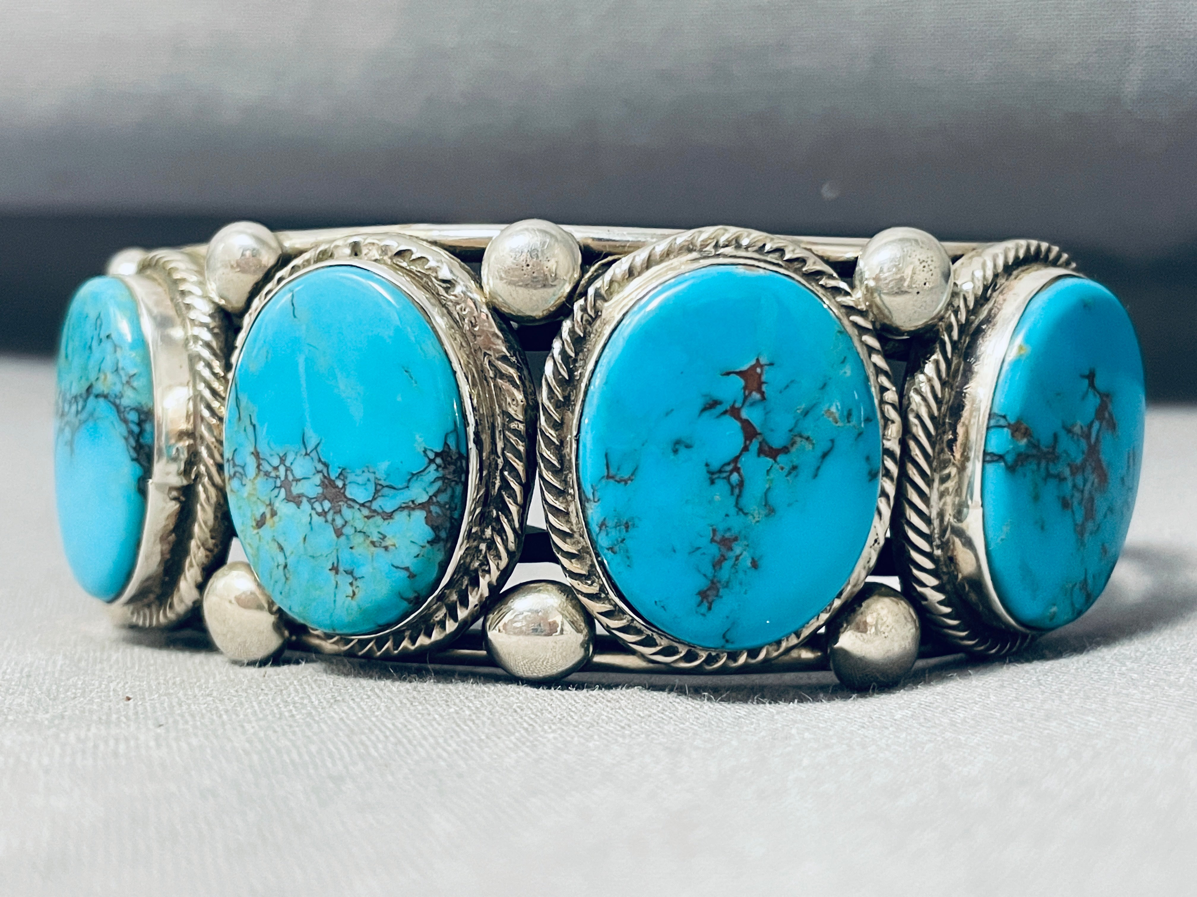 Authentic Navajo Spiderweb Turquoise Sterling Silver Bracelet - 108g Heavy Handmade Native American Jewelry for Women & Men - Perfect for Boho, Western & Festival Fashion