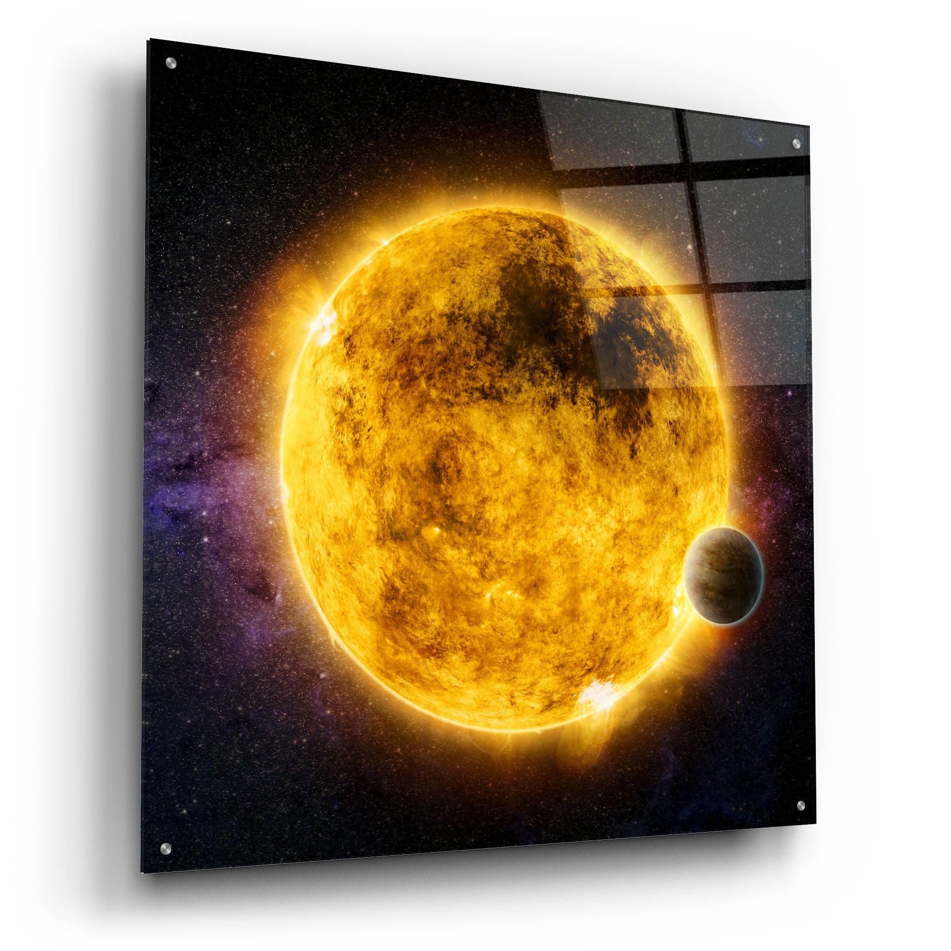 Epic 'Older Sun-Like Star' Acrylic Glass Wall Art - 36x36 Inches Modern Abstract Painting for Living Room, Bedroom & Office Decor