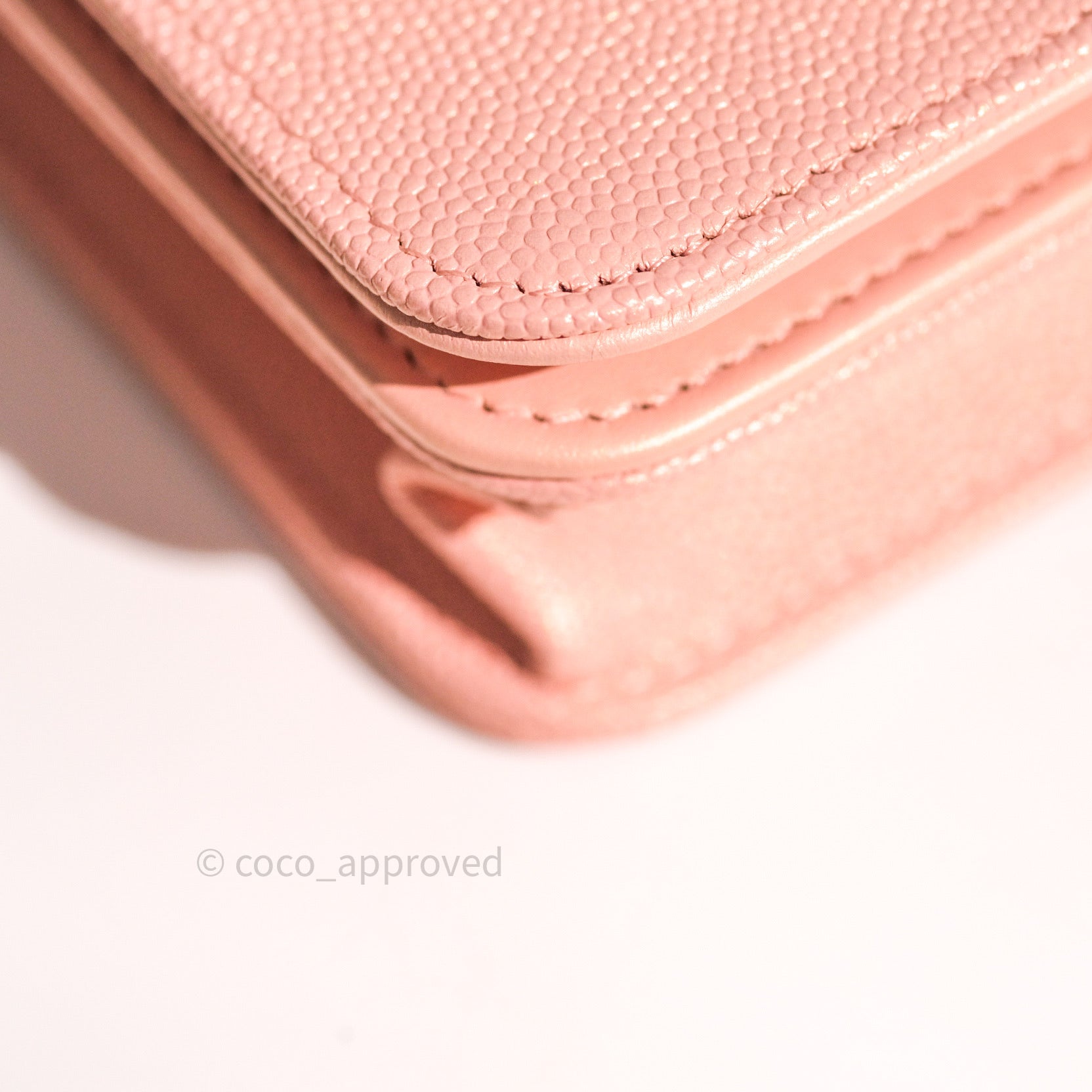 Chanel Chevron Wallet on Chain WOC Rose Gold Caviar Leather with Silver Hardware - Perfect for Evening Events & Luxury Fashion Accessories