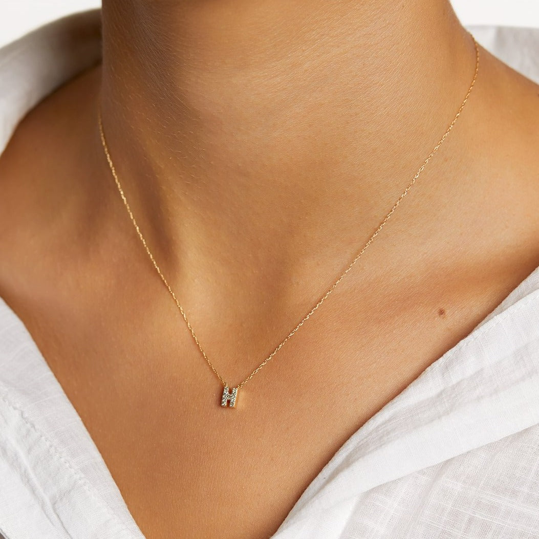 10k Gold Diamond Letter H Necklace - Elegant Personalized Jewelry Gift for Women, Perfect for Birthdays, Anniversaries & Special Occasions