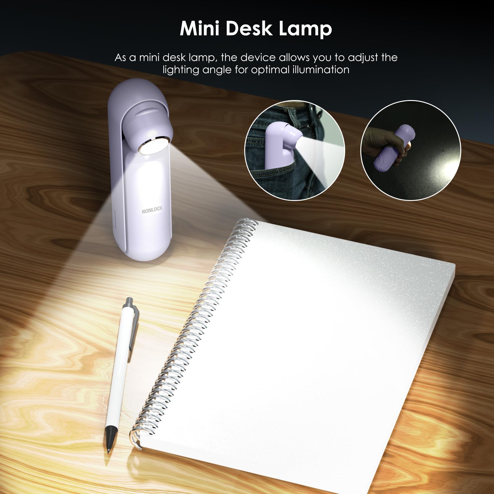 4 in 1 Portable Mini Handheld Fan with Flashlight, Power Bank & Table Lamp - Foldable Personal Cooling Fan for Women, Mom - Perfect for Camping, Travel, Beach & Birthday Gifts (Purple)