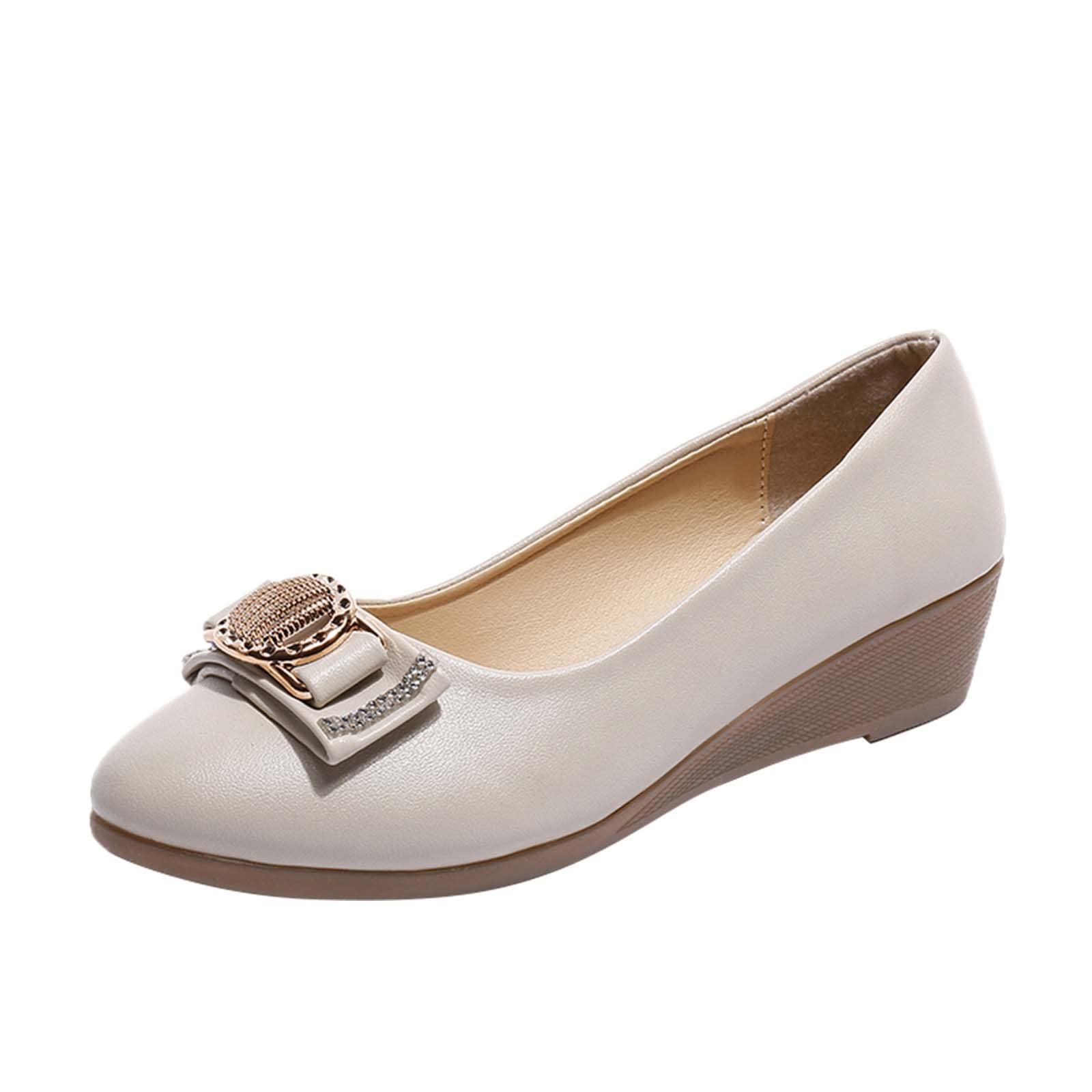 Women's Casual Sneakers with Decorative Buckle & Rhinestone - Summer Wedge Shoes for Women | Perfect for Daily Wear, Office, and Outdoor Activities