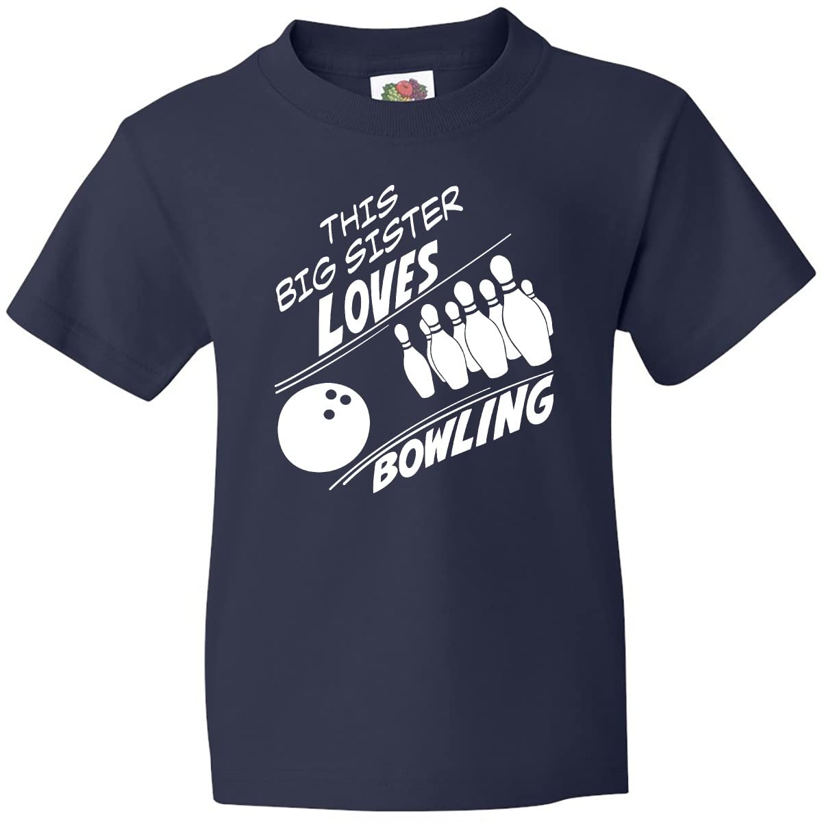 Inktastic Big Sister Loves Bowling Youth T-Shirt - Cute Sibling Bowling Team Outfit for Girls - Perfect for Bowling Parties, Family Events & Sibling Matching