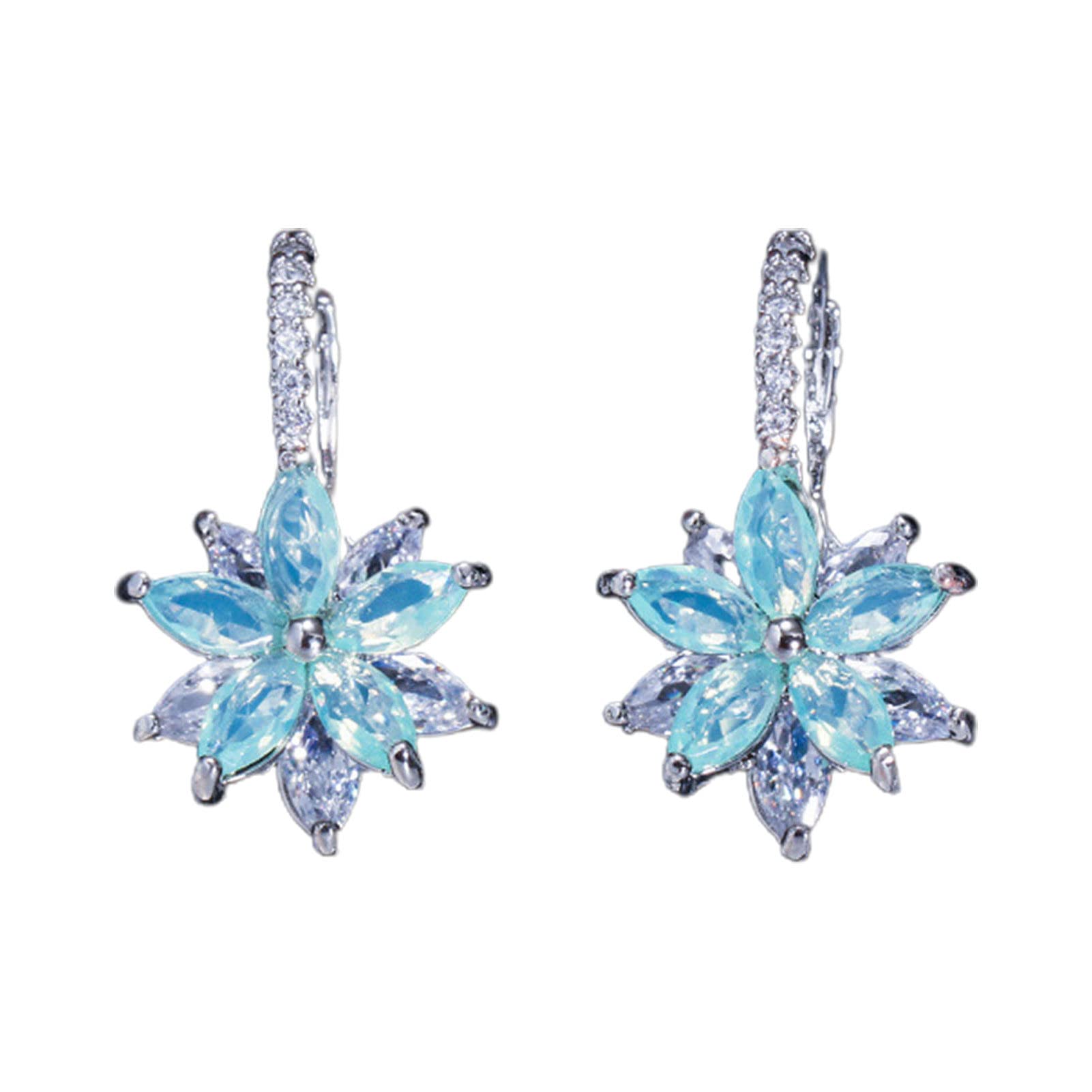 1 Pair Dangle Earrings for Women - Flower Rhinestone Jewelry with Sparkling Crystals, Elegant Ear Clasp Design for Daily Wear, Party & Wedding Accessories