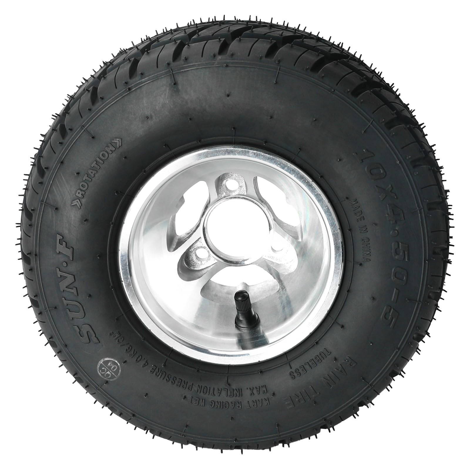 10x4.50-5 Front Go Kart Tires and Rims Set (2-Pack) - Heavy Duty Racing Wheels with 3 Bolt Holes for Mini Bikes, ATVs, Quads, Drift Trikes & Lawn Mowers - Perfect for Off-Road Racing, Backyard Drifting & Yard Maintenance