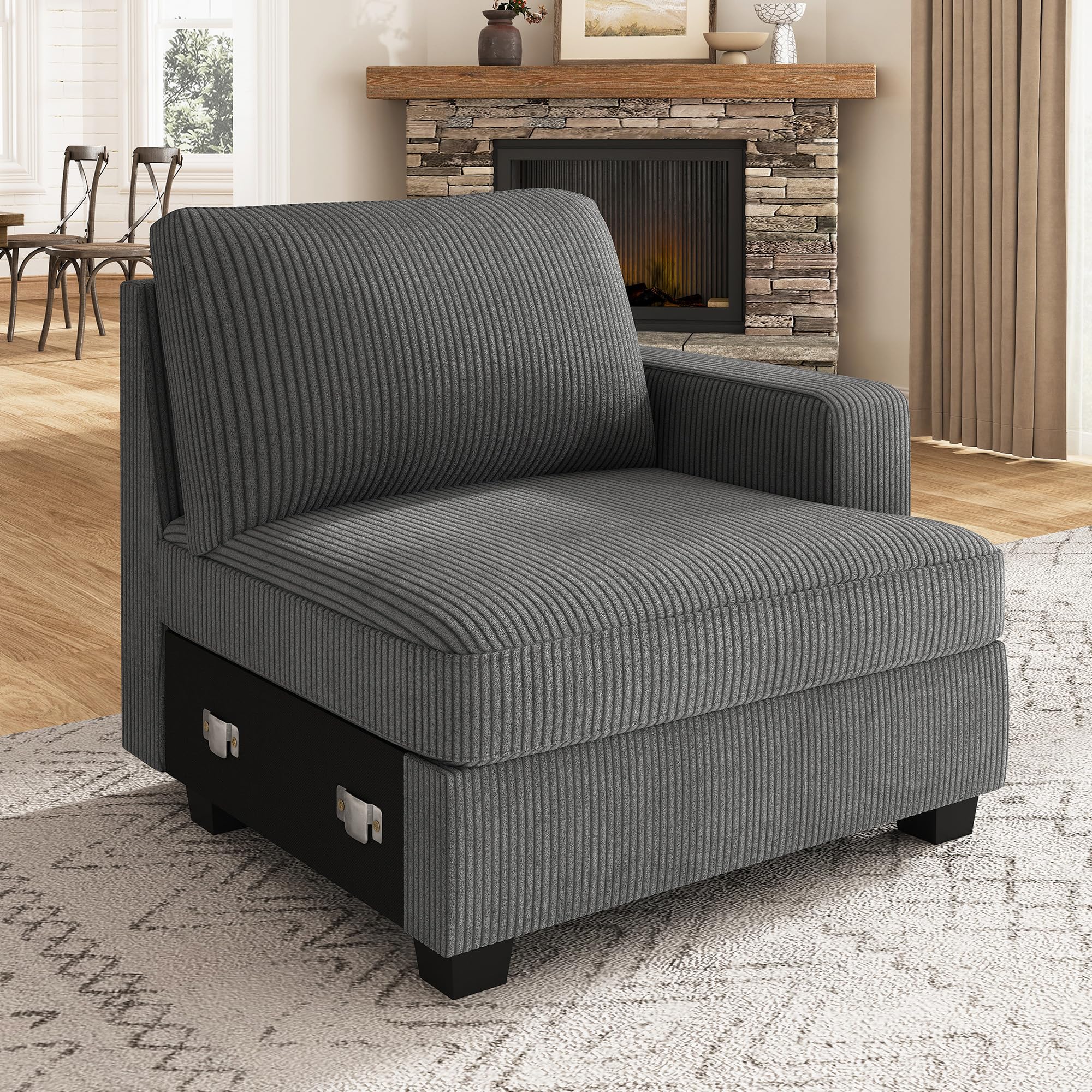 Nolany Right Armrest for Modular Sectional Couch - Customizable Replacement Arm for Sectional Sofa in Dark Grey | Perfect for Living Room, Home Theater & Office Seating
