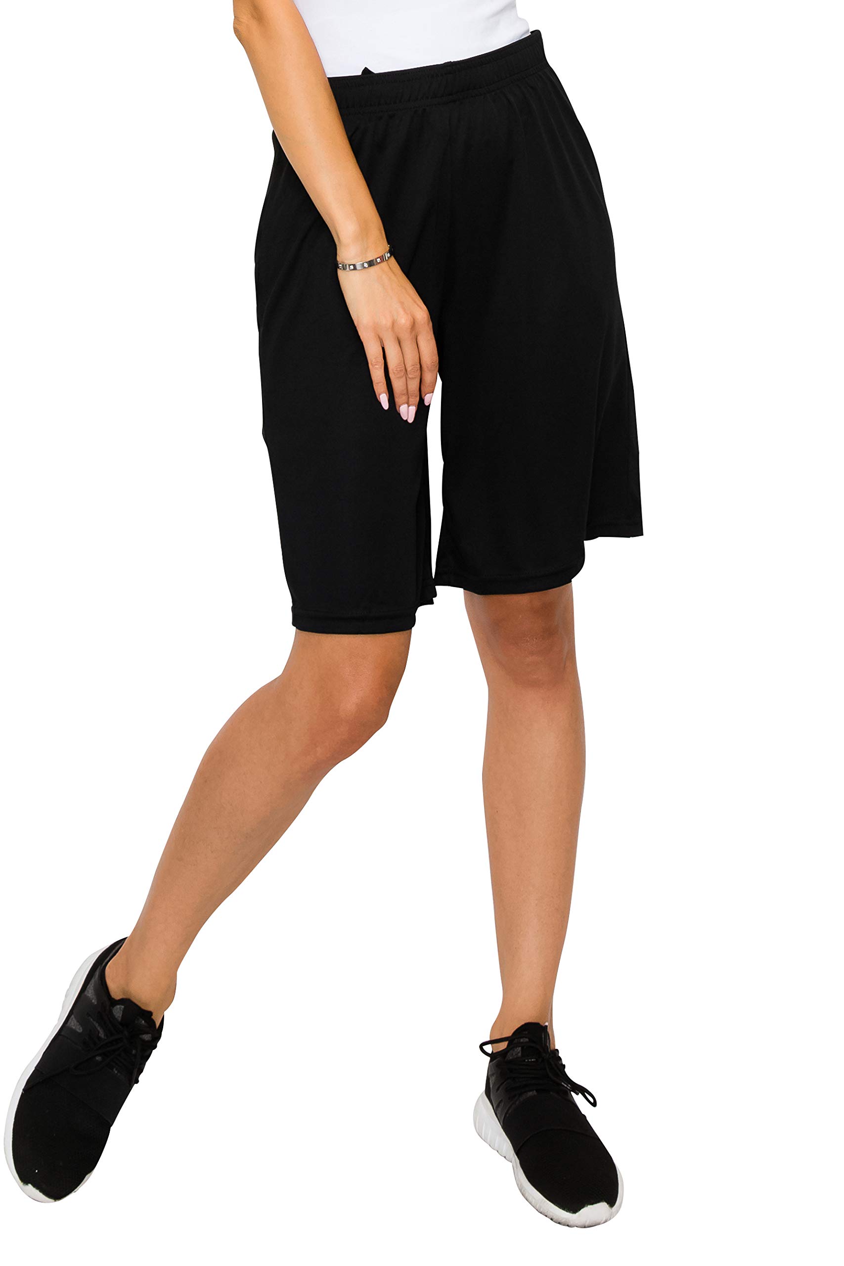 EttelLut Women's Athletic Shorts - Knee Length Loose Fit Workout Shorts with Side Pockets & Adjustable Drawstring - Perfect for Gym, Running, Yoga & Casual Wear