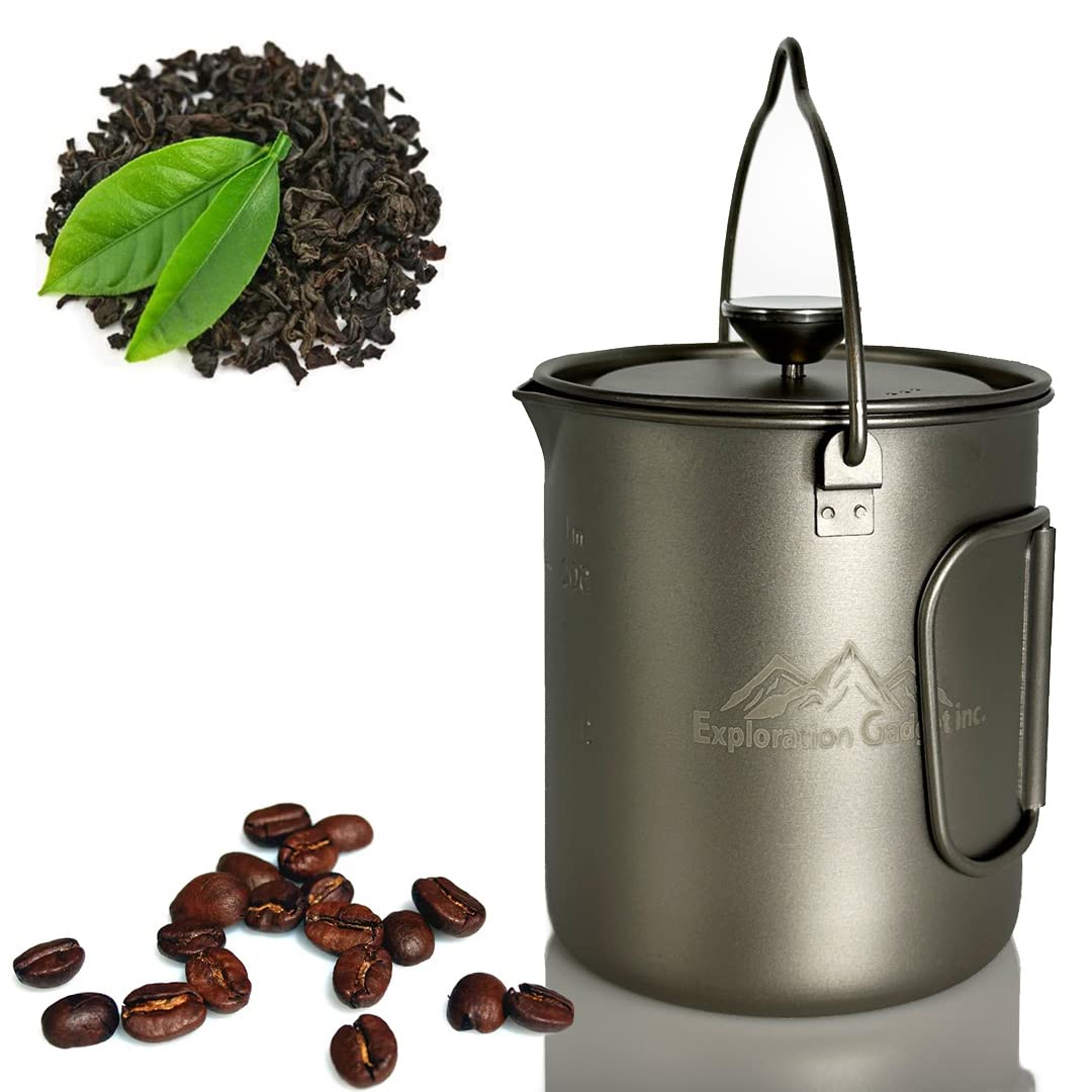 Titanium Camping Coffee Maker - Portable French Press, Coffee Pot & Tea Infuser - Lightweight Titanium Cup for Outdoor Adventures, Hiking & Backpacking Trips