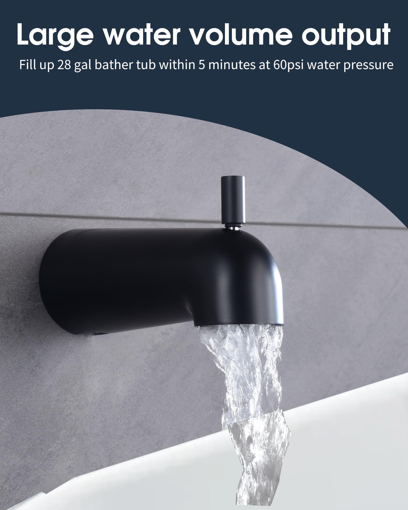 Matte Black Shower Tub Faucet Set - 8 Inch Rain Shower Head & Tub Spout - Single Handle Bath & Shower Trim Kit with Rough-In Valve - Perfect for Modern Bathroom Renovations & Spa-Like Showers