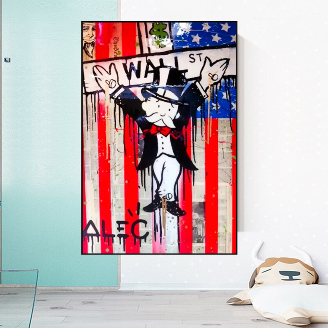 Alec Monopoly Millionaire Wall Street USA Canvas Wall Art - Modern Home Decor for Living Room, Office & Gallery