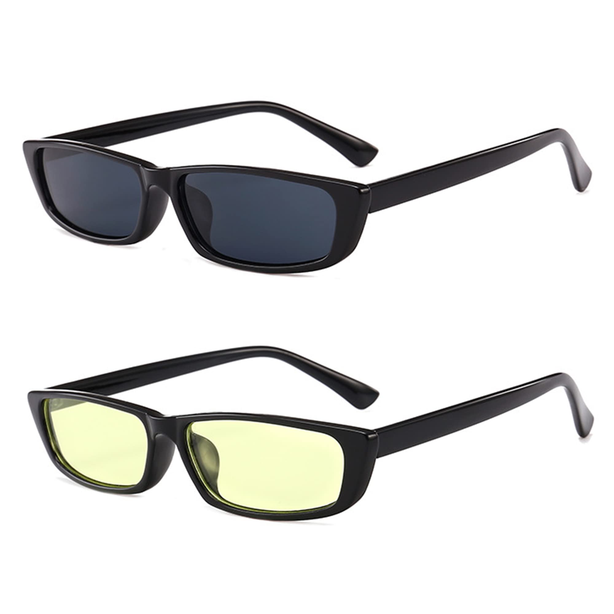 Gobiger Rectangle Small Frame Sunglasses for Women - Fashion Designer Square Shades UV Protection - Perfect for Beach, Driving & Outdoor Activities