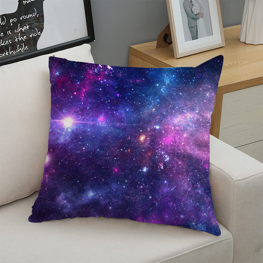 Galaxy Space Square Throw Pillow Covers 18x18 Inch - Decorative Sofa Cushion Cases for Bed, Couch & Home Decor | Modern Celestial Living Room & Bedroom Accent Pillows