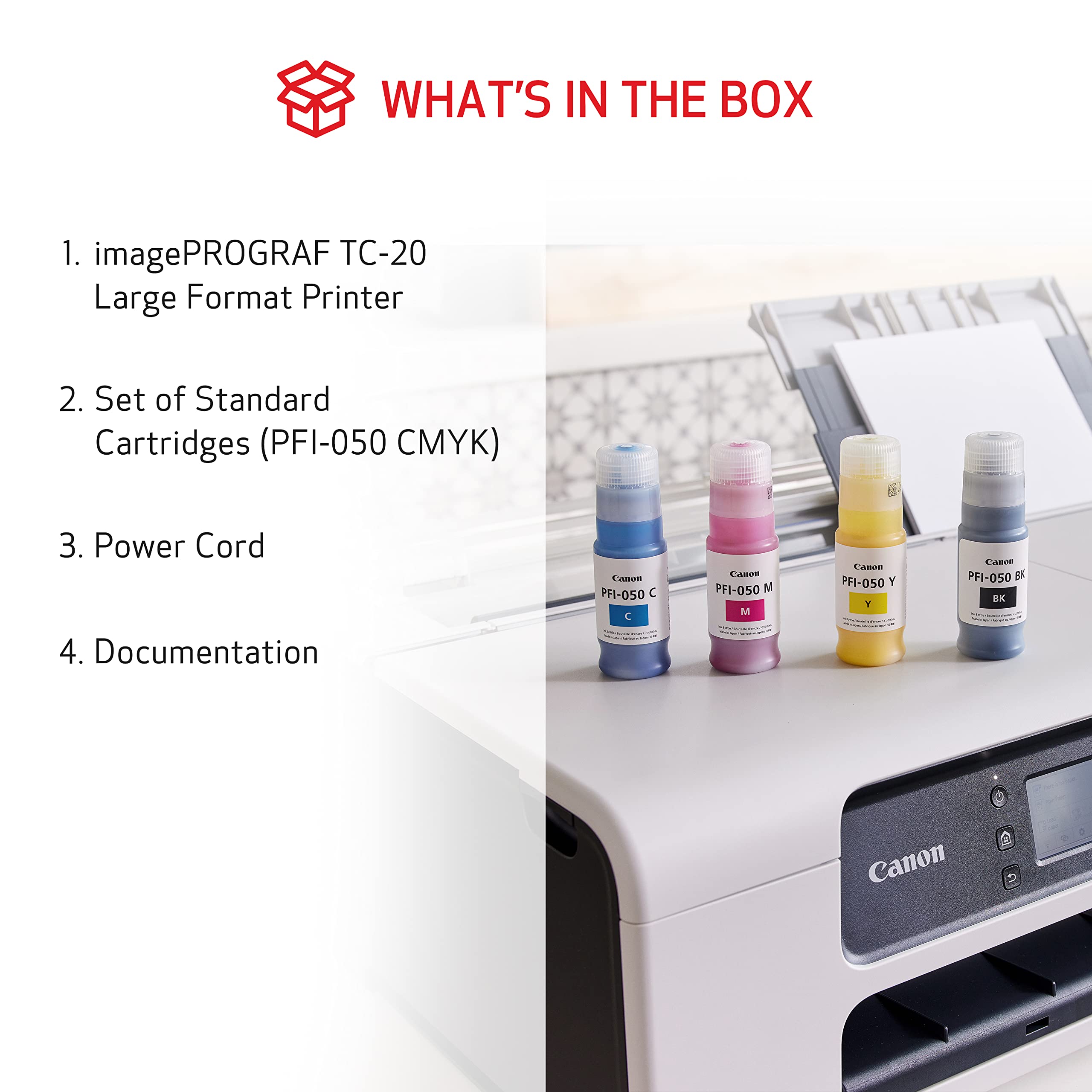 Canon imagePROGRAF TC-20 Large Format Printer | 24-Inch Poster & Plotter Printer with Auto Roll Feeder, USB, WiFi, LAN - Perfect for Architectural Blueprints, Engineering Drawings & Office Presentations