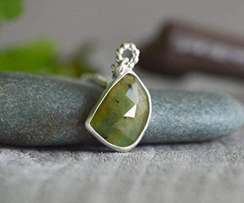 Apple Green Rose Cut Emerald Necklace - May Birthstone Jewelry, Large Emerald Pendant for Women | Perfect Gift for Mother's Day, Anniversary & Special Occasions