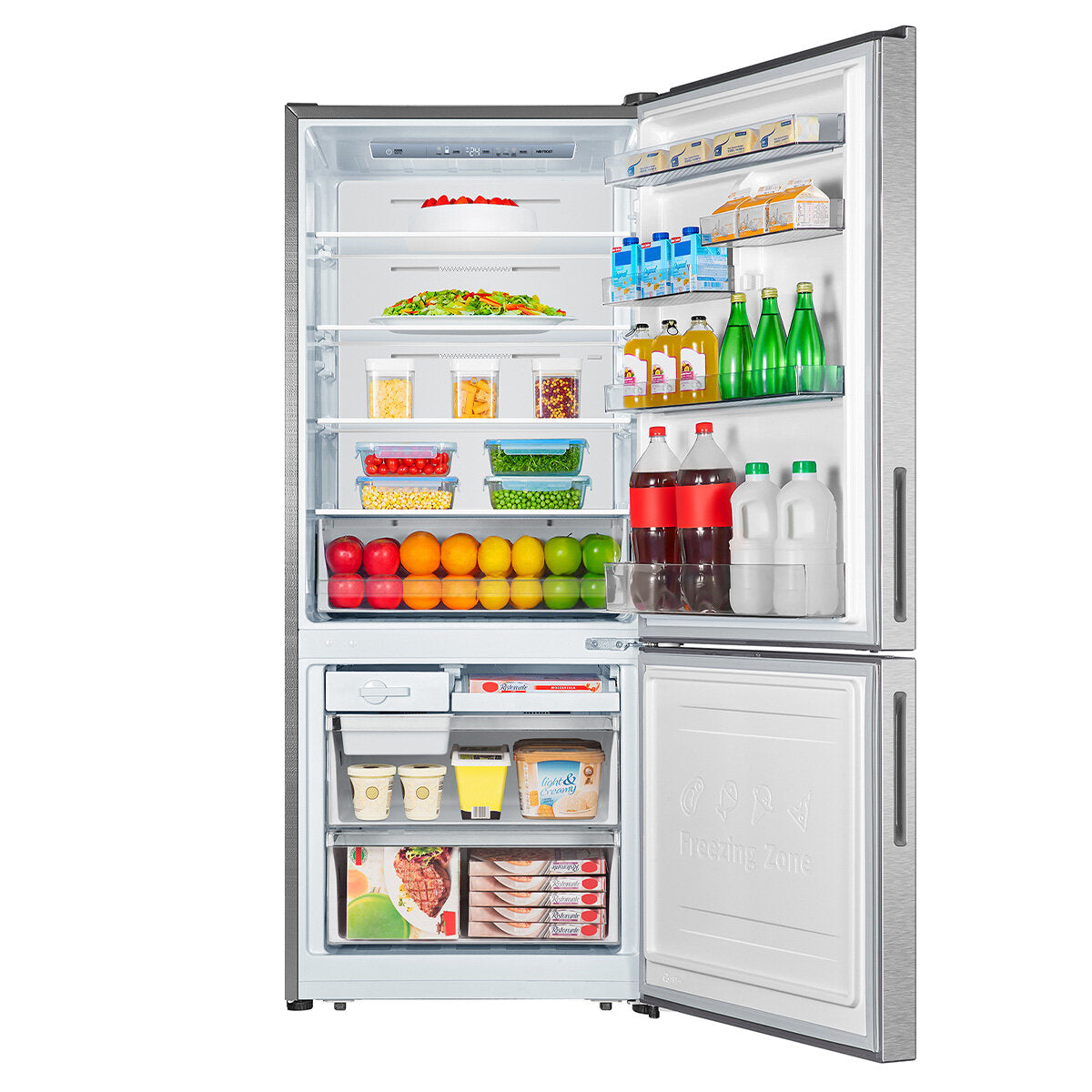 Hisense 417L Bottom Mount Refrigerator with PureFlat Design - Silver HRBM418S - Perfect for Kitchens, Apartments & Small Spaces