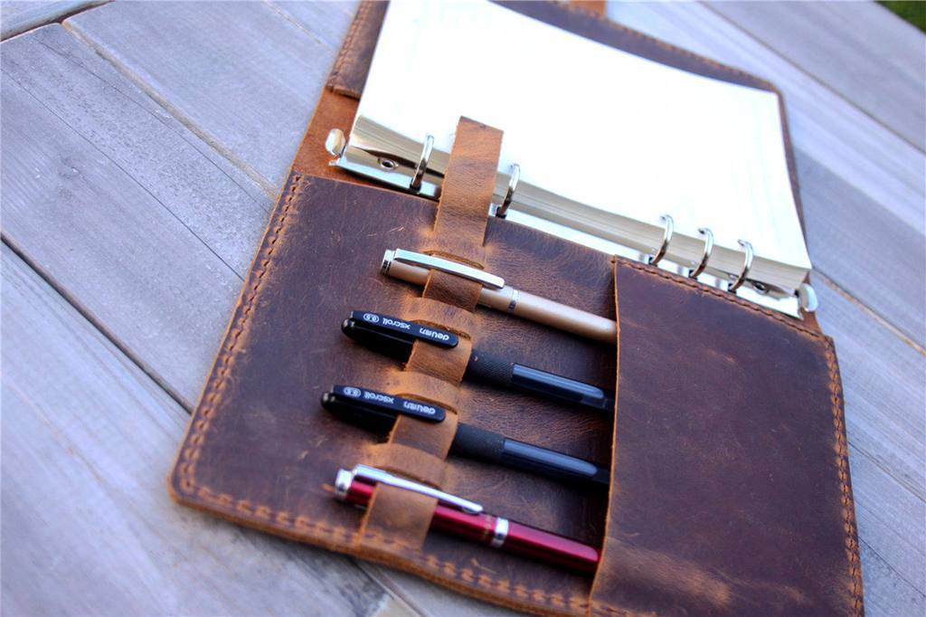 Personalized Brown Leather Portfolio Planner Organizer - Professional Business Binder for Documents, Notes & Meetings - Perfect for Office, School & Travel Organization