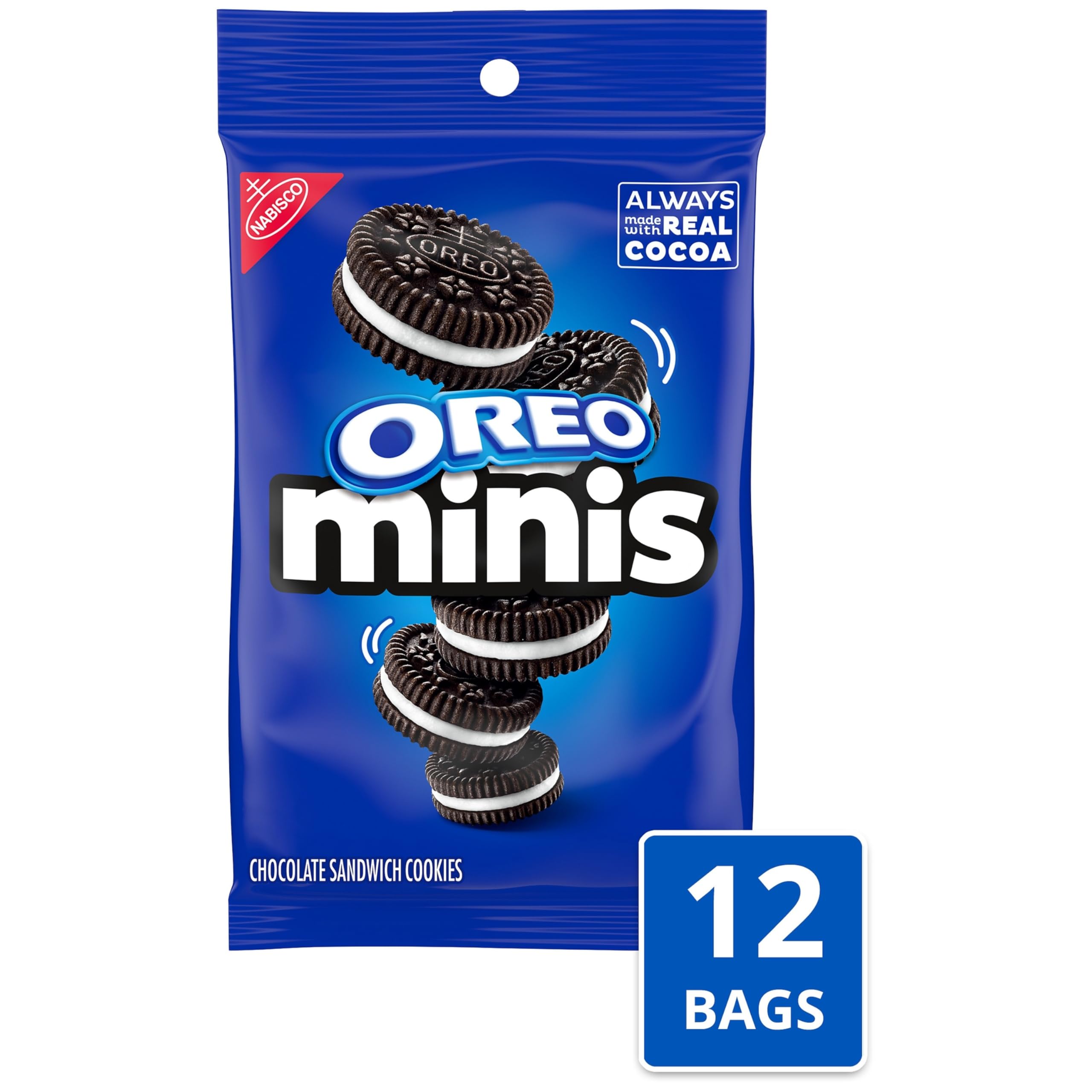 OREO Minis Chocolate Sandwich Cookies - 12 Pack (3 oz Bags) | Perfect for Lunchboxes, Snacking & Parties