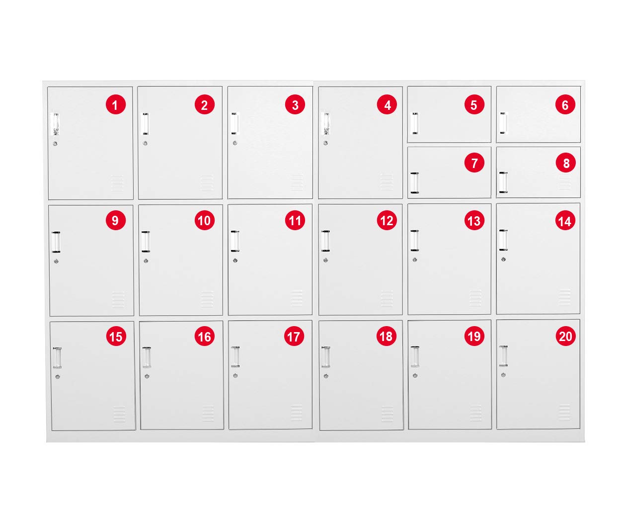 DealzEpic - 2 Inch Red Round Self-Adhesive Number Stickers 1-20 - Removable Numbered Labels for Organizing, Classroom, Storage & DIY Projects