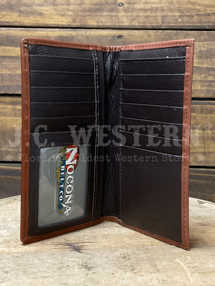 Nocona Men's Rodeo Longhorn Overlay Leather Wallet - Brown Genuine Cowhide Bifold Wallet for Cowboy, Western Style, Gift for Men - Perfect for Rodeo, Ranch Work & Everyday Carry