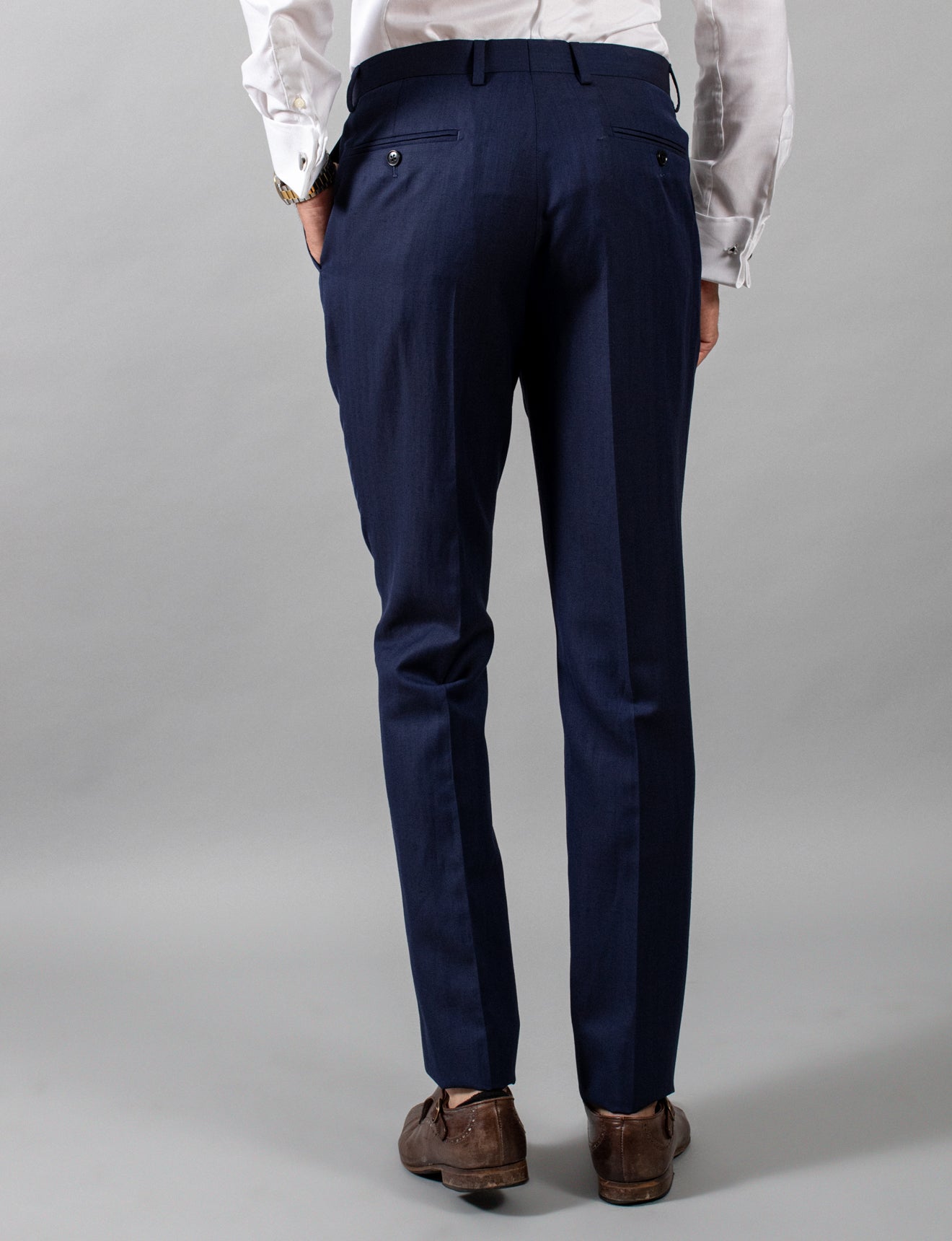Premium Navy Herringbone Suit Pants for Men - Classic Business Formal Trousers with Comfort Fit - Perfect for Office, Weddings & Professional Events