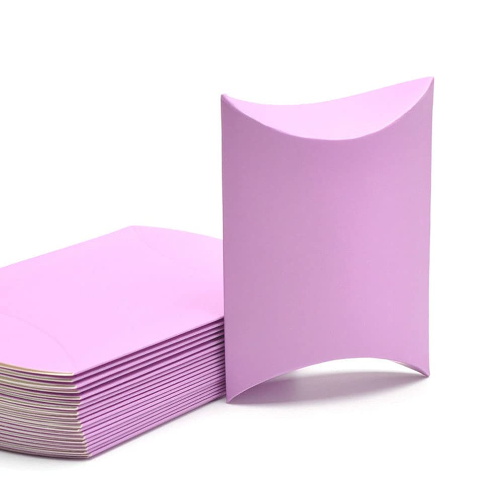 AKOAK 100 Pcs Elegant Wedding Favor Boxes - Purple Pillow Candy Gift Boxes for Weddings, Birthdays & Christmas - Perfect for Party Favors, Bridal Showers & Holiday Gifts