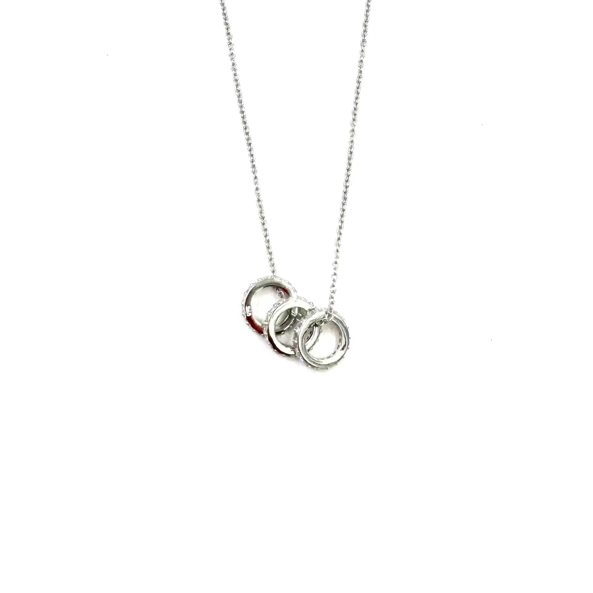 Ashley Gold Sterling Silver 3 Open Ring CZ Necklace - Elegant Cubic Zirconia Jewelry for Women | Perfect for Parties, Weddings & Special Occasions