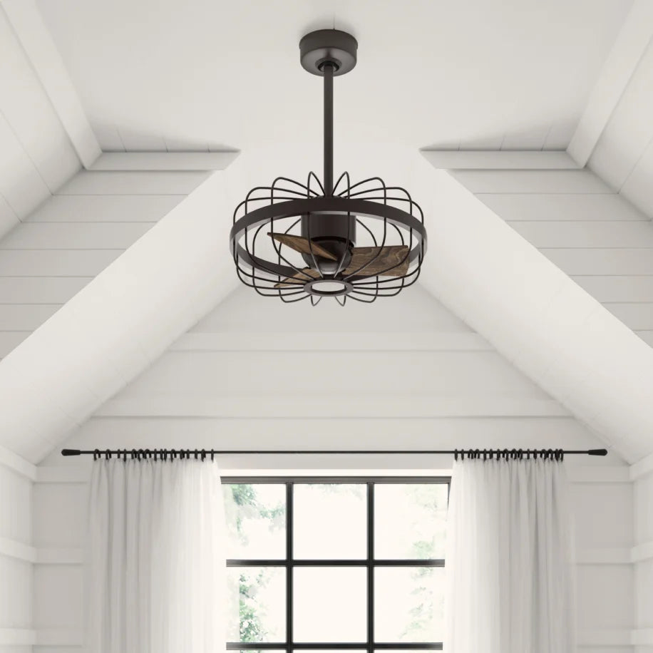 Hunter 16 Inch Roswell Ceiling Fan with Light - Noble Bronze/Latte Oak Finish - Energy Efficient Indoor Cooling for Living Room, Bedroom & Office