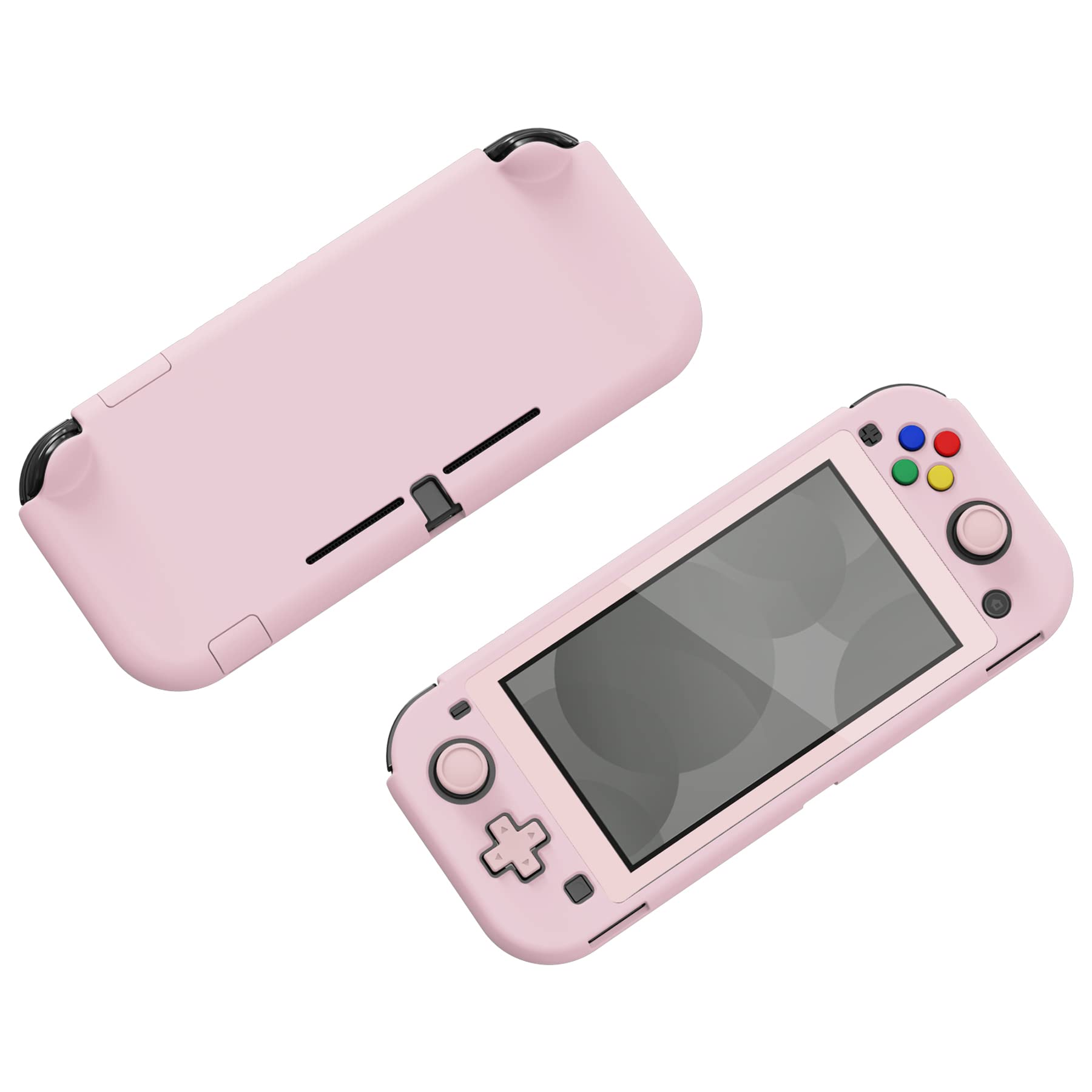 eXtremeRate PlayVital Protective Grip Case for Nintendo Switch Lite - Cherry Blossom Pink Hard Cover with Tempered Glass Screen Protector | Durable Protection for Gaming On-The-Go, Travel & Daily Use