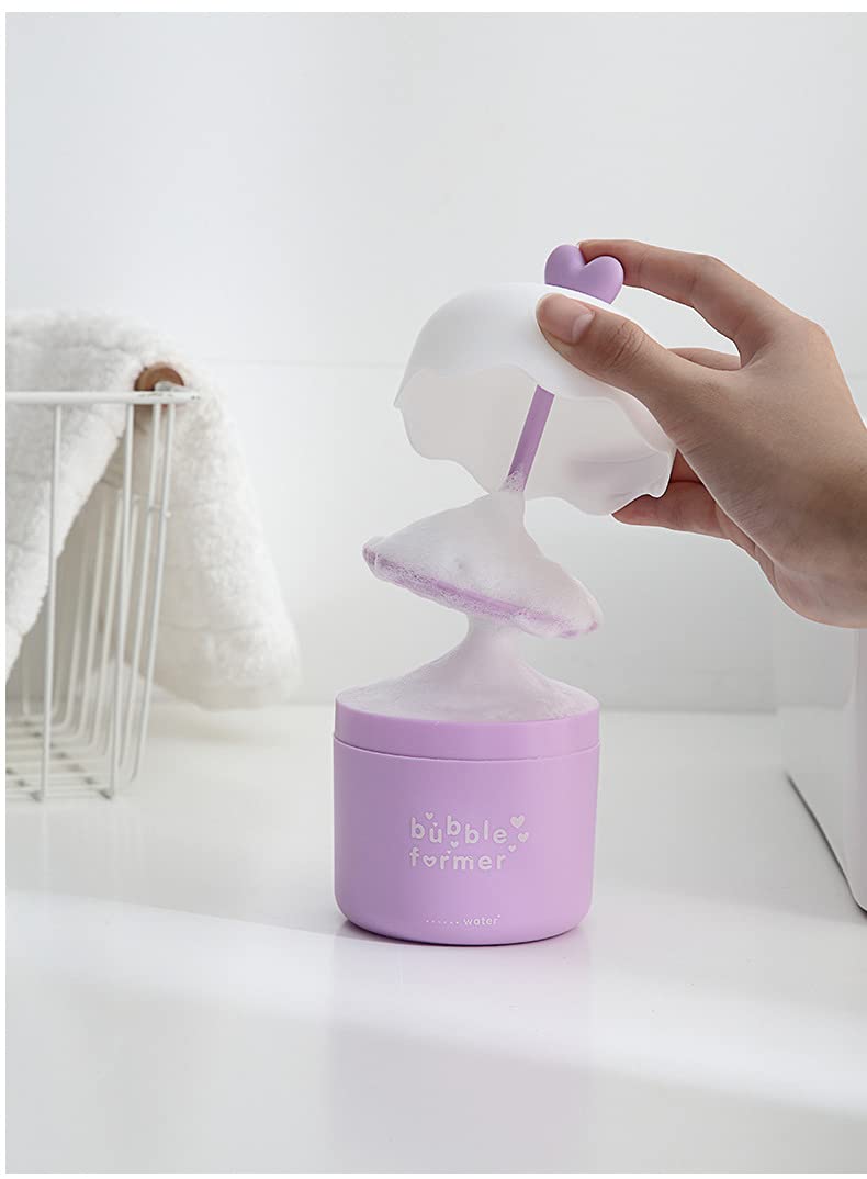 Foam Maker Bubble Former Facial Wash Tool - Gentle Face Cleansing Brush for Deep Pore Cleaning (Purple) | Perfect for Daily Skincare Routine & Spa-Like Facial Massage at Home