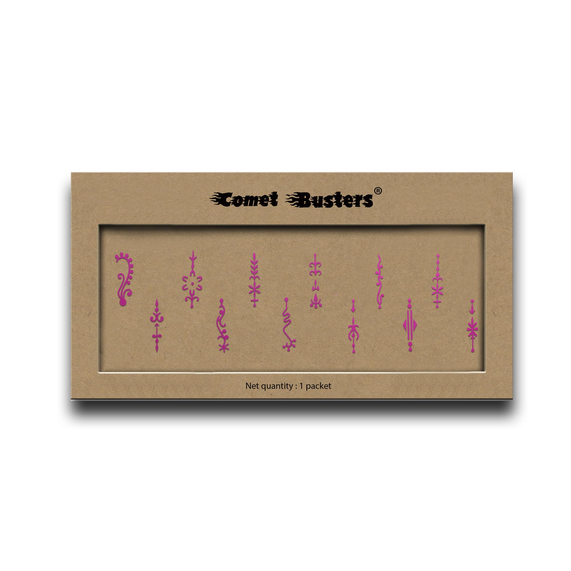 Comet Busters 22mm Long Fancy Pink Bindi for Women - Indian Forehead Jewelry for Weddings, Parties & Festivals (BIN681)