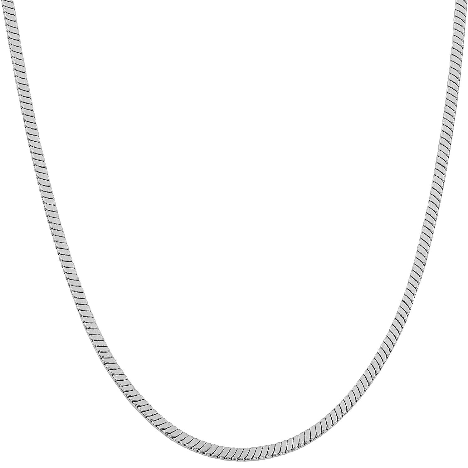 8MM Rhodium Plated Square Snake Chain Necklace - 925 Sterling Silver 16-20 Inches - Elegant Jewelry for Women, Gift for Her, Wedding, Anniversary & Special Occasions
