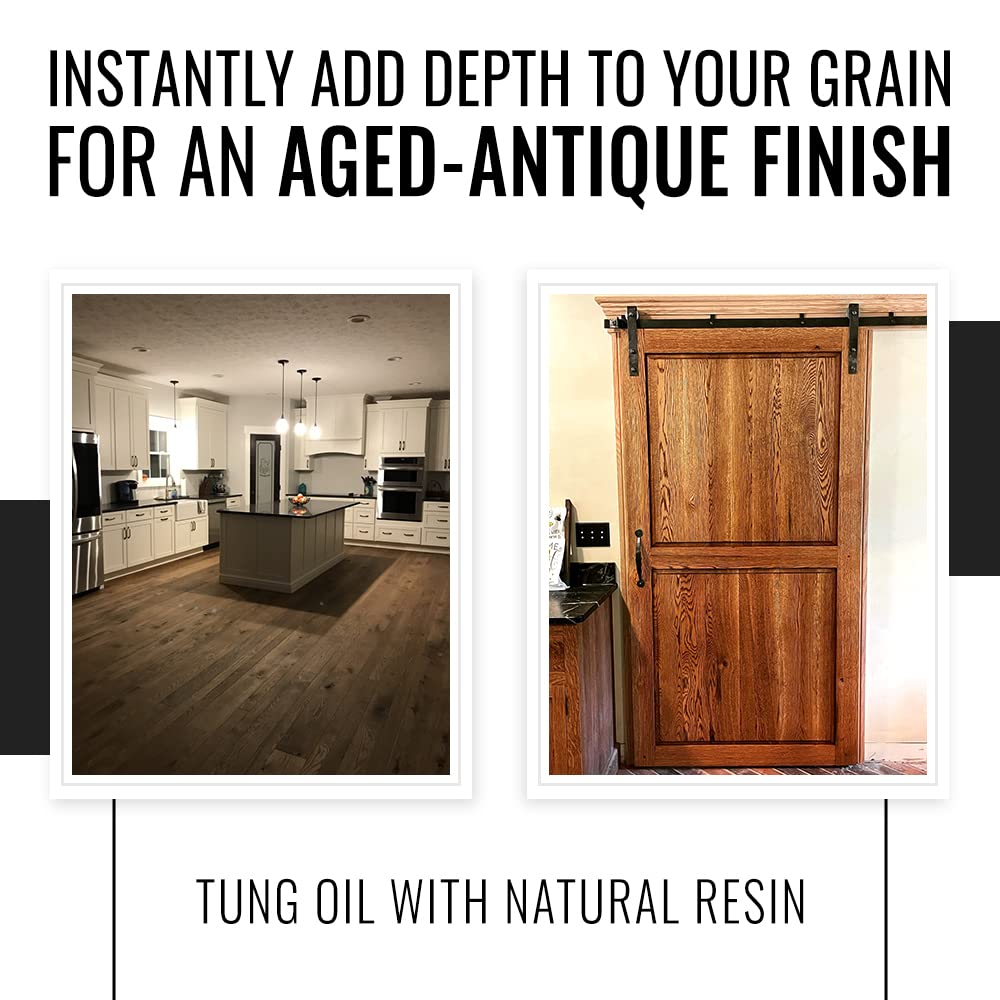 Premium Real Milk Paint & Dark Tung Oil for Wood Finishing - 1 Gallon | Food Safe, Waterproof Wood Stain for Cutting Boards, Butcher Blocks, Outdoor Furniture & Wood Flooring | Ideal for DIY Projects & Professional Woodworking