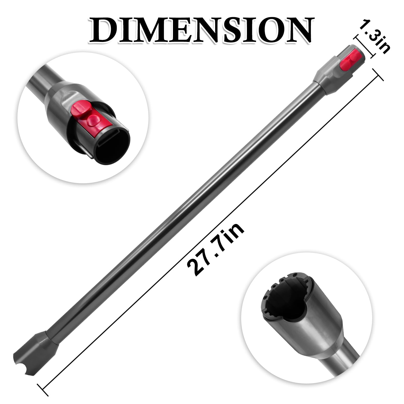 Replacement Wand Compatible with Dyson V10 Digital Slim & V12 Detect Slim Cordless Stick Vacuum Cleaner - Quick Release Extension Tube for Easy Cleaning - Gray - Perfect for Hard Floors, Carpets & Pet Hair Removal